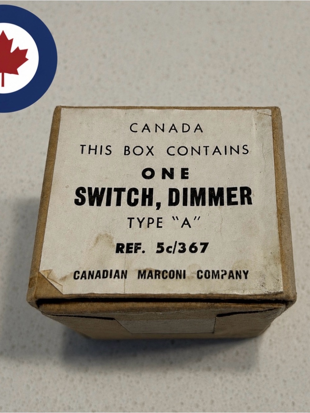 Antique WW2 Era Canadian Marconi Aircraft switch Orig Box RCAF Military Bakelite